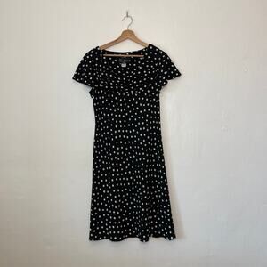 Vintage 90s – Boat Neck Polka Dot Midi Dress